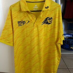 LIV golf Team Fireballs Stubert Yellow Graphic Polo Shirt